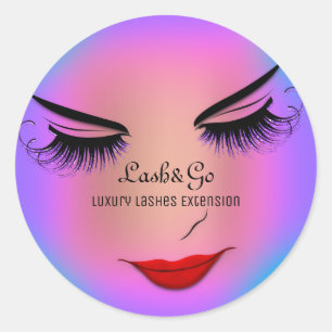 Makeup Artist Lashes Product Red Ombre Glam Classic Round Sticker