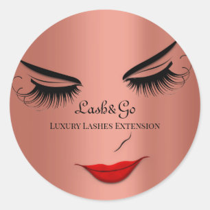 Makeup Artist Lashes Product Red Rose Glam Classic Round Sticker