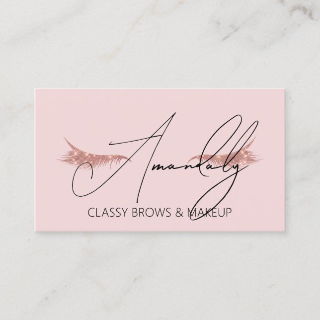 Makeup Artist Lashes QRLOGO Microblade Rose Black Business Card (Front)