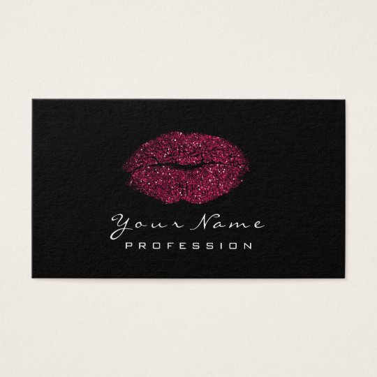 Makeup Artist Lips Beauty Glitter Burgundy Black Business Card