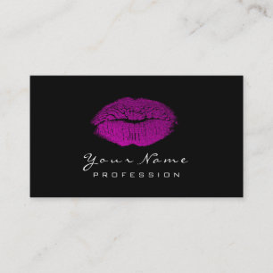 Makeup Artist Lips Beauty Pink Fuchsia Black White Business Card