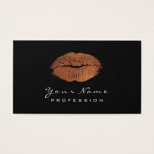 Makeup Artist Lips CopperGold Lipstick Black White Business Card