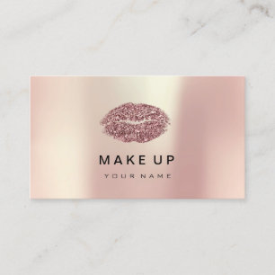 Makeup Artist Lips Pink Rose Gold Metallic Glitter Business Card
