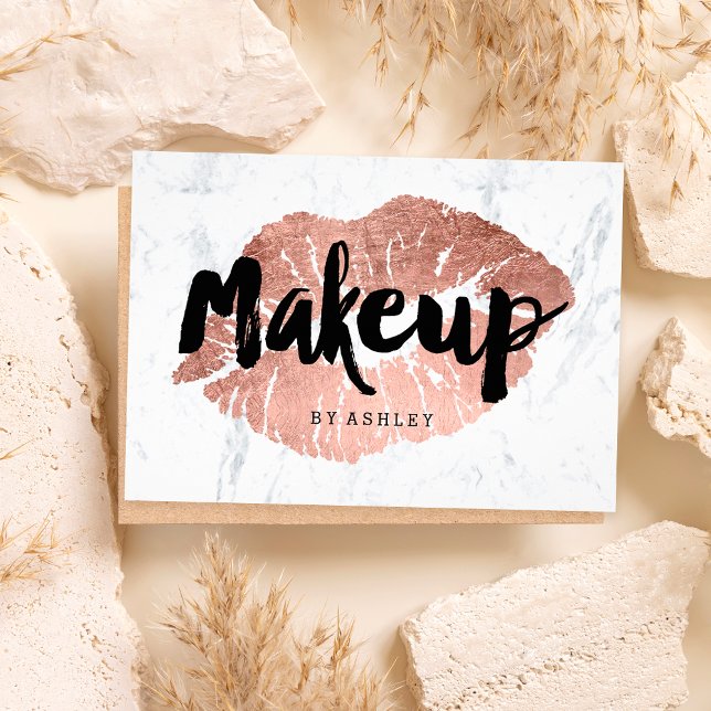 Makeup artist lips rose gold typography marble flyer (Creator Uploaded)
