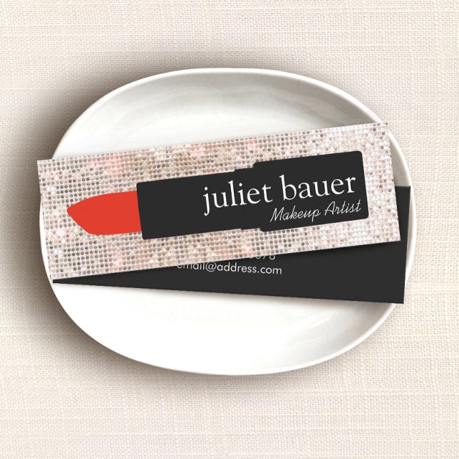 Makeup Artist Lipstick Beauty Mini Business Card (Creator Uploaded)