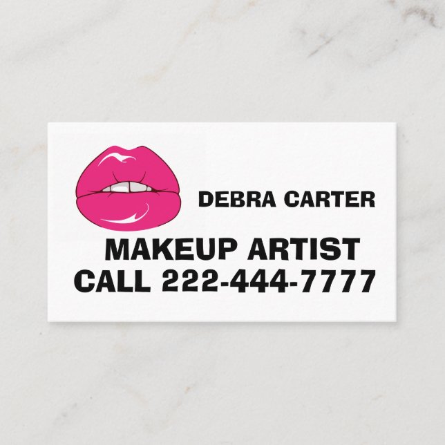 MAKEUP ARTIST LIPSTICK BUSINESS CARD PERSONALIZED (Front)
