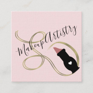 Makeup Artist Lipstick Faux Foil Swirl Square Business Card