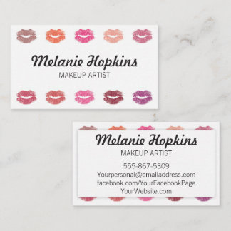 Makeup Artist Lipstick Kisses Beauty Business Card