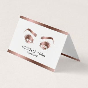 Makeup Artist Long Lashes Rose Gold Eyes Brows Business Card