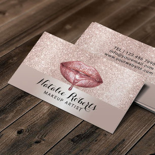 Makeup Artist Luxury Dripping Lips Blush Rose Gold Business Card