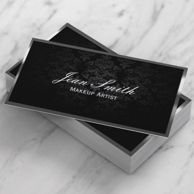 Makeup Artist Luxury Metal Border Business Card (Creator Uploaded)