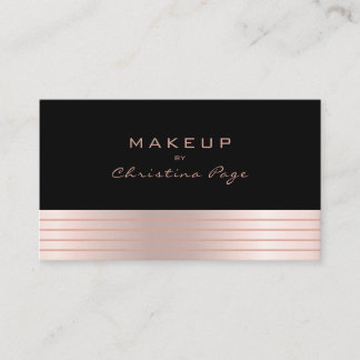 Makeup Artist Luxury Rose Gold Ombre & Black Business Card
