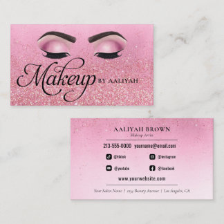 Makeup Artist Luxury Rose Red Glam Business Card