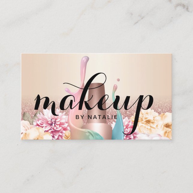 Makeup Artist Manicurist Elegant Pastel Floral Business Card (Front)