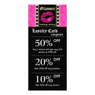 Makeup Artist Marketing Cards Lights Pink Lips Blk