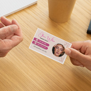 Makeup Artist Minimalist Elegant With Photo Business Card