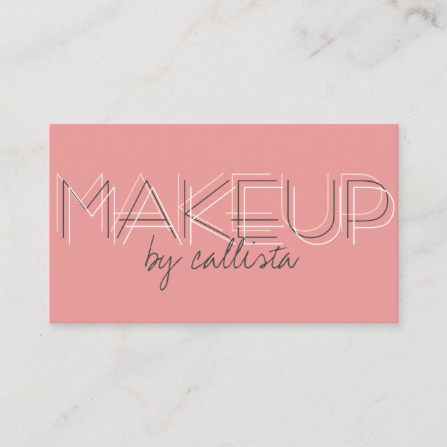 Makeup Artist Minimalist Pink Black Typography Business Card (Front)