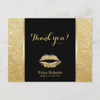 Makeup Artist Modern Gold Glitter Lips Thank You