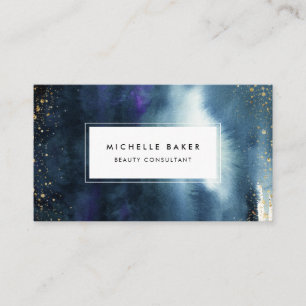 Makeup Artist Modern Navy Blue Watercolor Business Card