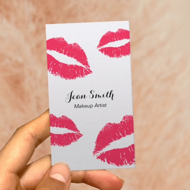 Makeup Artist Modern Red Lips Elegant Beauty Salon Business Card (Creator Uploaded)