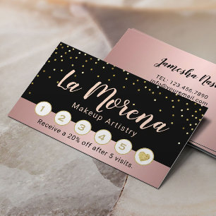 Makeup Artist Modern Rose Gold Script Loyalty Card