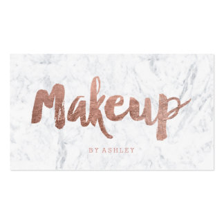 Makeup artist modern rose gold typography marble pack of standard business cards