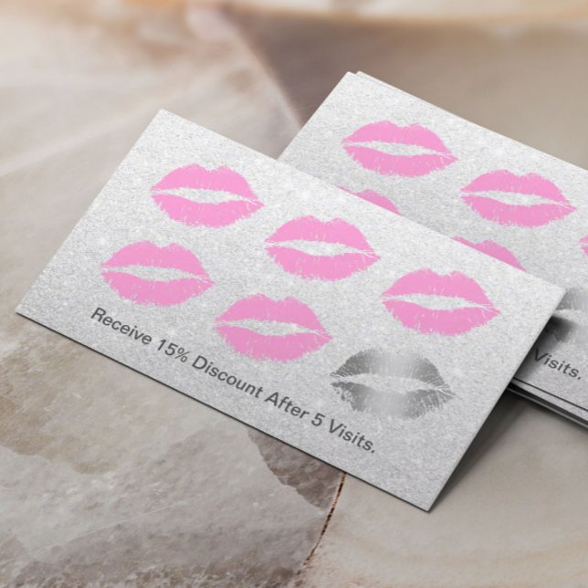 Makeup Artist Modern Silver Glitter Beauty Salon Loyalty Card (Creator Uploaded)