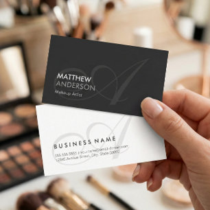 Makeup Artist - Modern Swash Monogram Business Card