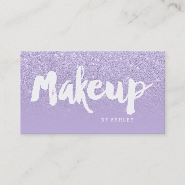Makeup artist modern typography lavender purple business card (Front)