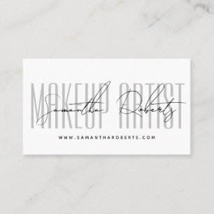 Makeup artist modern typography script white business card