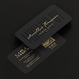 Makeup Artist Monogram Elegant Black Modern Business Card