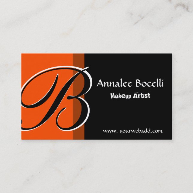 MakeUp Artist Monogram Elegant Business Card (Front)