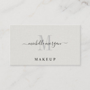 Makeup Artist Monogrammed Faux Linen Business Card