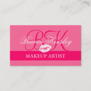 Makeup Artist Monograms Business Cards Hot Pink
