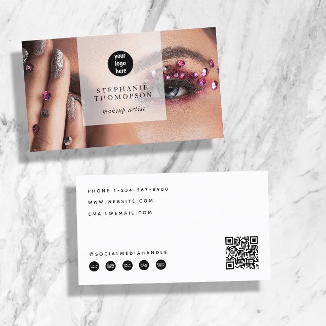 Makeup Artist Nail Photo Social Media QR Code Logo Business Card (Makeup Artist Nail Photo Social Media QR Code Logo Business Card)
