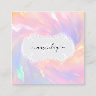 Makeup Artist Nails Lash Holograph Unicorn Square Business Card