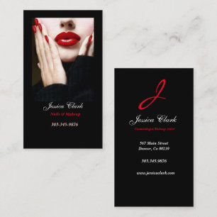 Makeup Artist Nails Red Lips Business Card