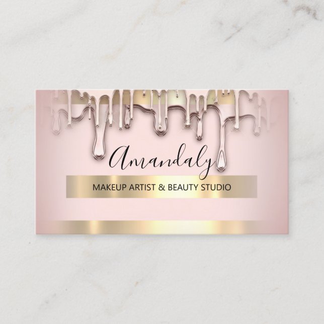 Makeup Artist Nails Wax Beauty Blush Rose Gold Business Card (Front)