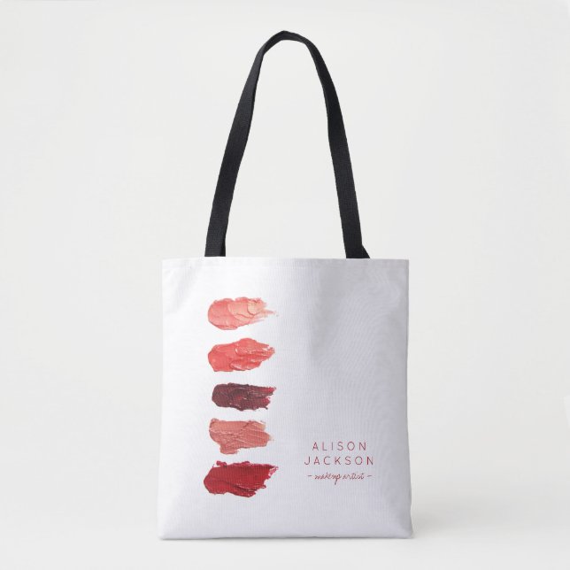Makeup artist name lipstick colours swatches tote bag (Front)