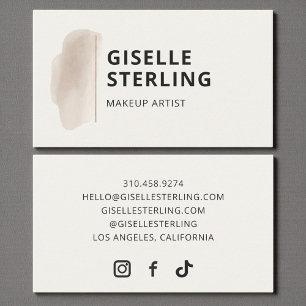 Makeup Artist Neutral Beige Watercolor Minimalist  Business Card