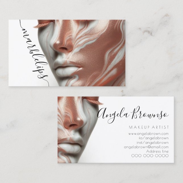 Makeup Artist Photo marble lipstick glossed lips Business Card (Front/Back)