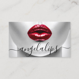 Makeup Artist Photo red lipstick glossed lips Business Card