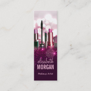 Makeup Artist - Pink Beauty Glitter Tiny Compact Mini Business Card