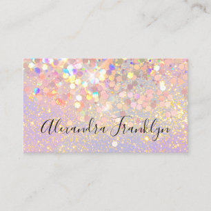 Makeup Artist Pink Holographic Glitter QR Code Business Card