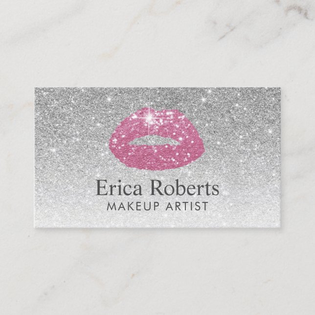 Makeup Artist Pink Lips Silver Glitter Appointment (Front)