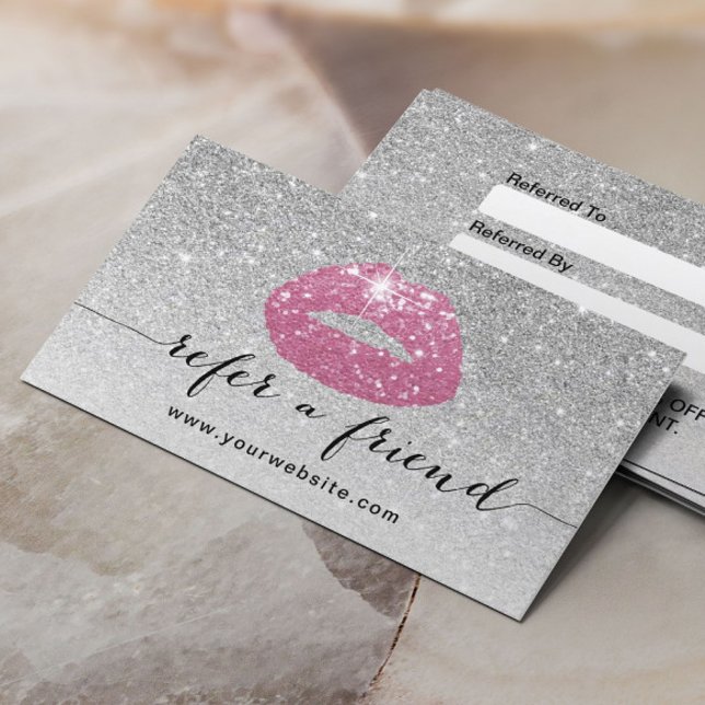 Makeup Artist Pink Lips Silver Glitter Referral (Creator Uploaded)