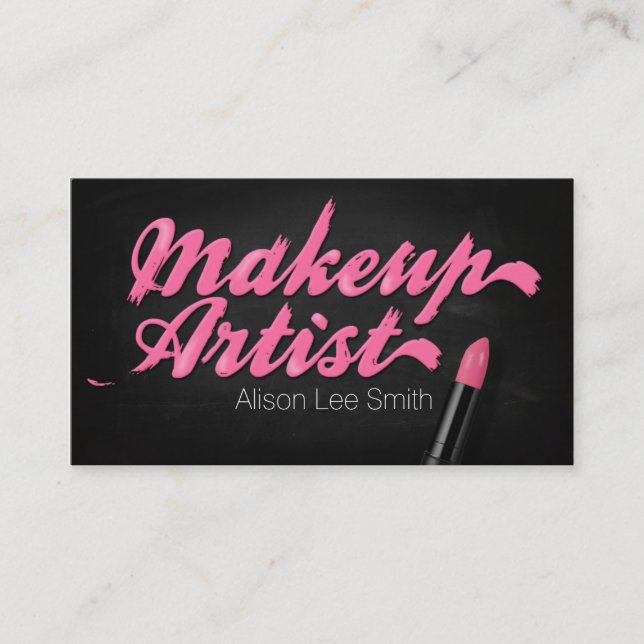 Makeup Artist/Pink Lipstick Business Card (Front)