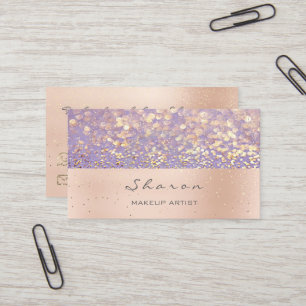 Makeup Artist Pink Rose Gold Glitter Purple Sparkl Business Card