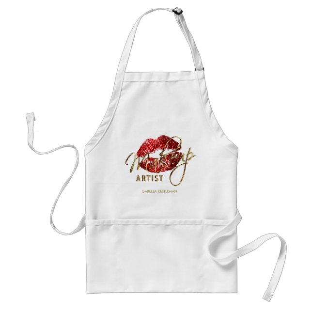 Makeup Artist 💄- Red Glitter Lips Standard Apron (Front)