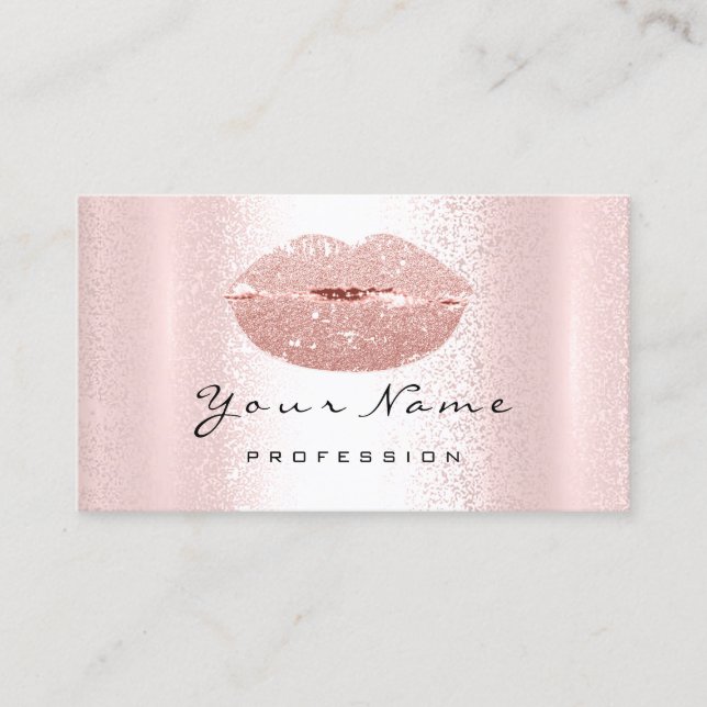 Makeup Artist Red Kiss LIPS  Pink Rose Blush Business Card (Front)